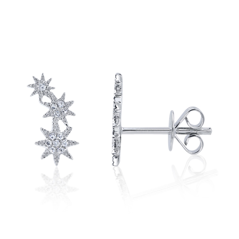 0.06Ct 14K White Gold Diamond Star Stud Earring