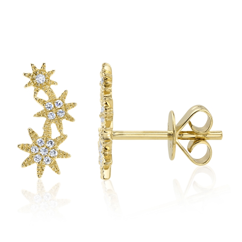 0.06Ct 14K Yellow Gold Diamond Star Stud Earring