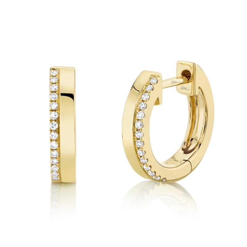 0.08Ct 14K Yellow Gold Diamond Huggie Earrings