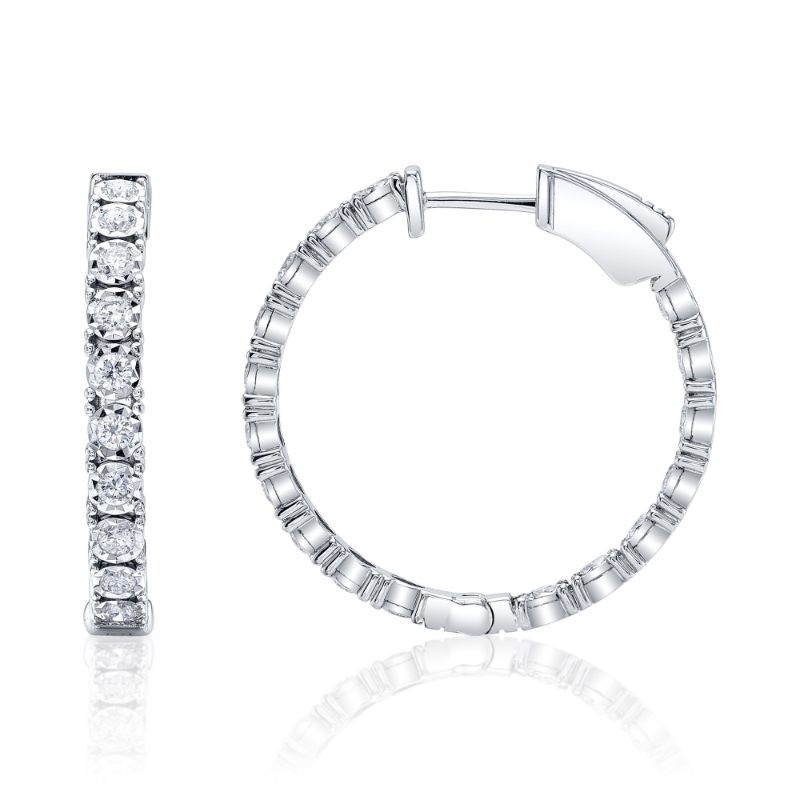 1.06Ct Diamond Hoop Earrings