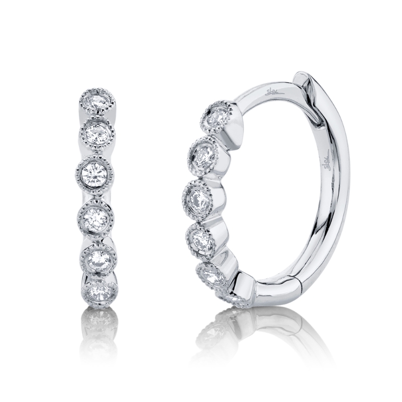 0.11ct 14k White Gold Diamond Huggie Earrings