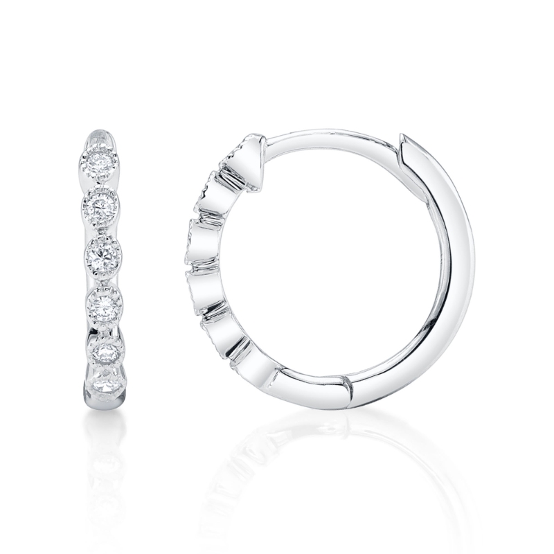 0.11Ct 14K White Gold Diamond Huggie Earring