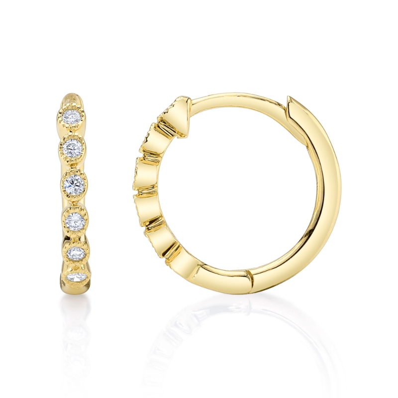 0.11Ct 14K Yellow Gold Diamond Huggie Earring