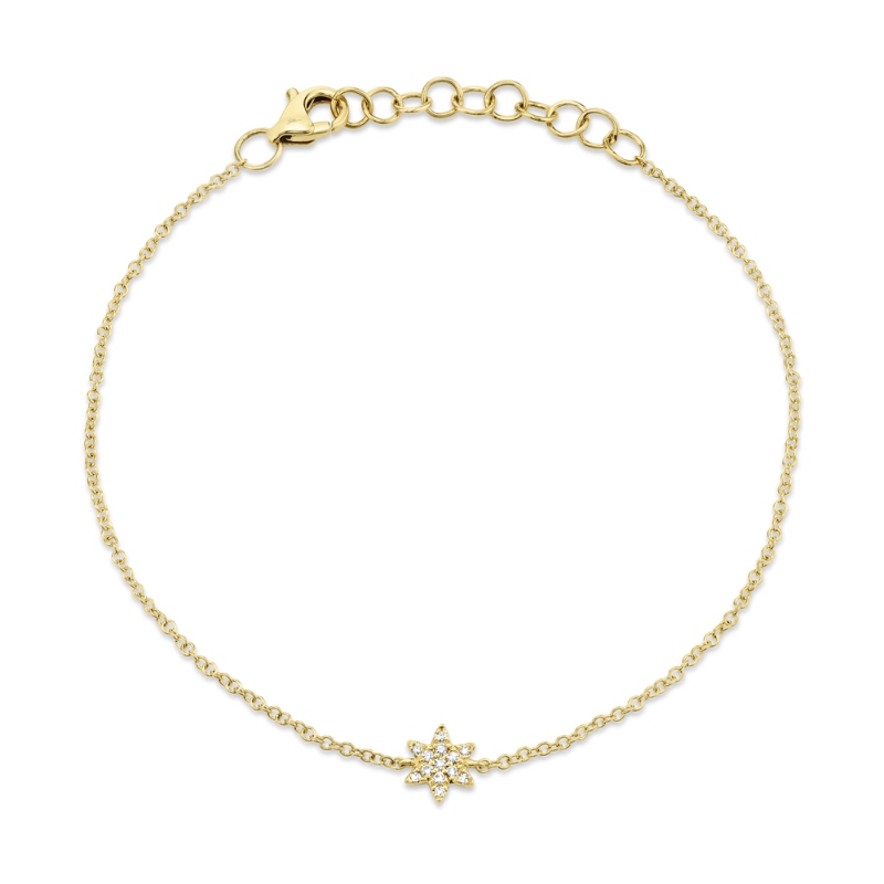 0.03ct 14k Yellow Gold Diamond Star of David Bracelet