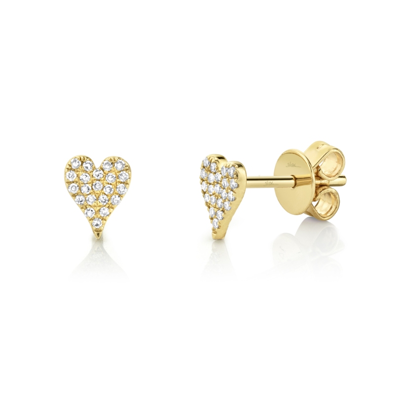 0.10Ct Diamond Pave Heart Stud Earrings