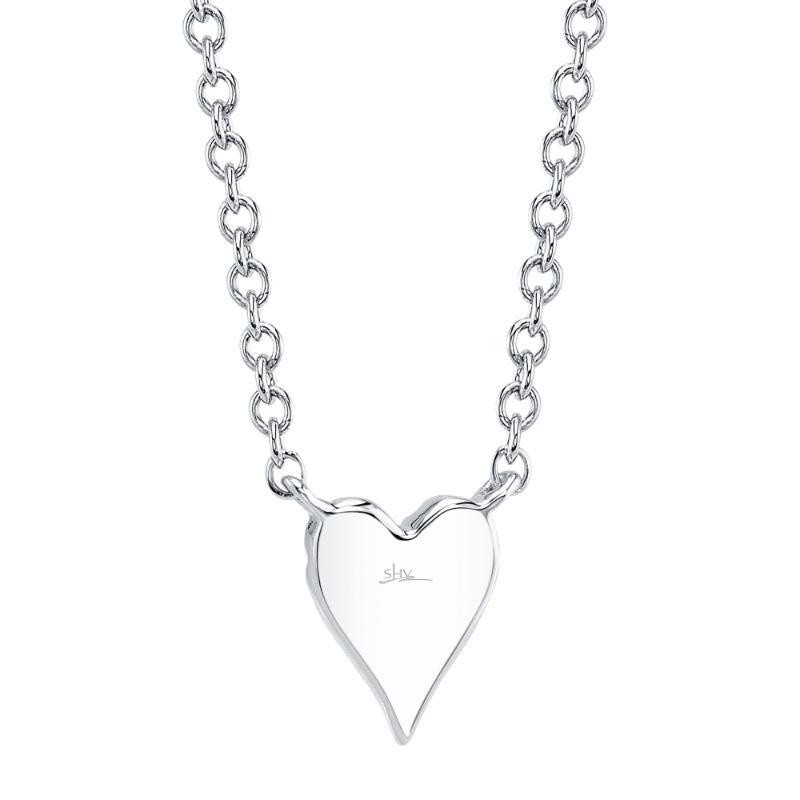 0.05Ct 14K White Gold Diamond Pave Heart Necklace