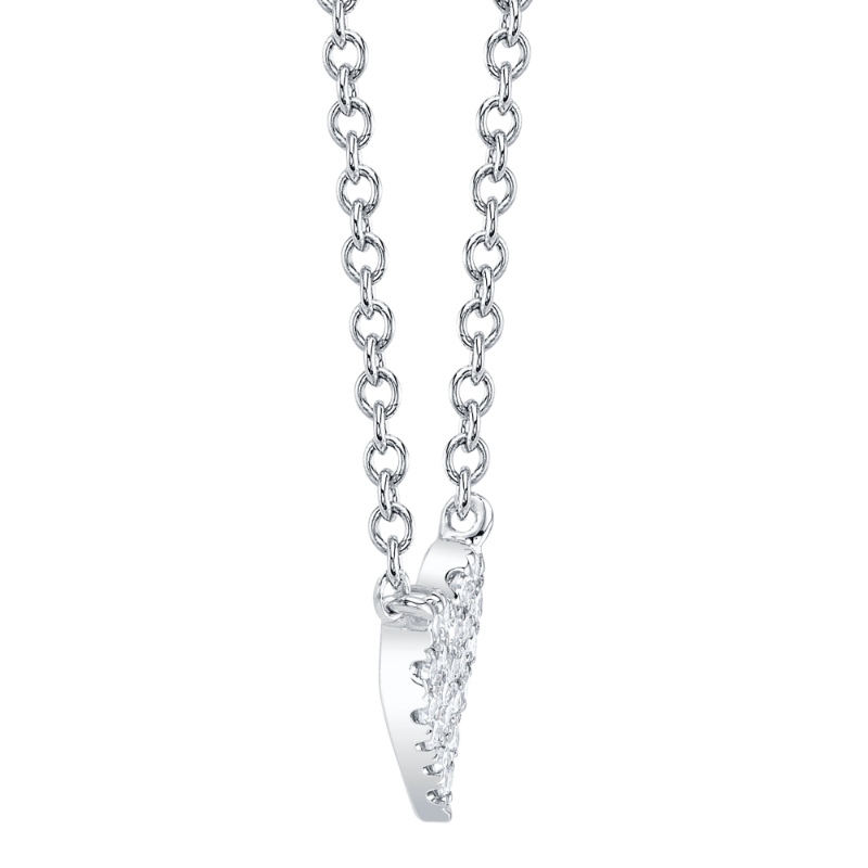 0.05Ct 14K White Gold Diamond Pave Heart Necklace