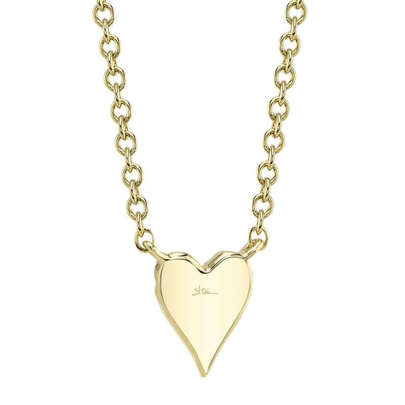 0.05Ct 14K Yellow Gold Diamond Pave Heart Necklace