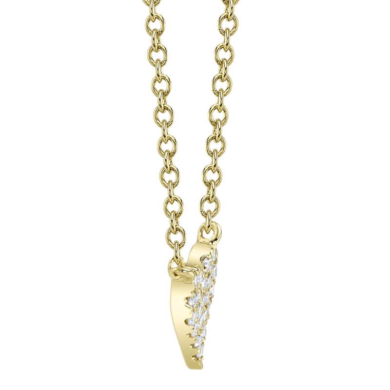 0.05Ct 14K Yellow Gold Diamond Pave Heart Necklace
