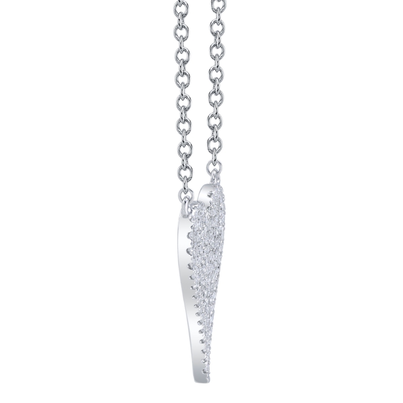 0.11Ct 14K White Gold Diamond Pave Heart Necklace