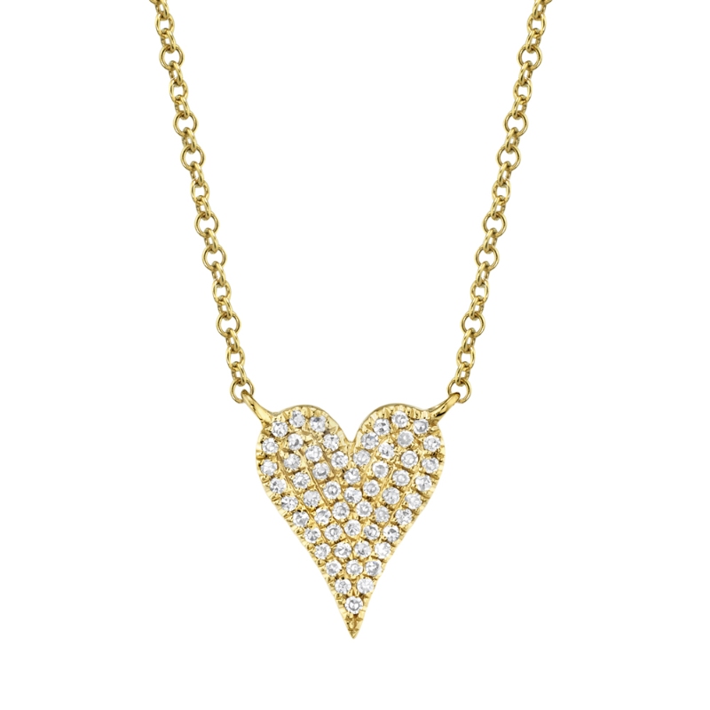 0.11ct 14k Yellow Gold Diamond pav? Heart Necklace