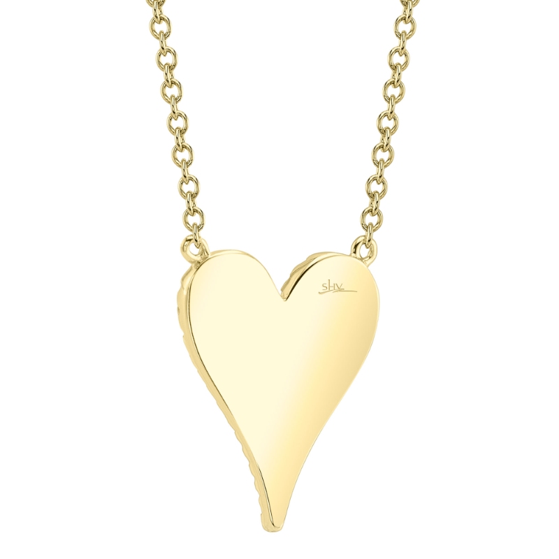 0.11Ct 14K Yellow Gold Diamond Pave Heart Necklace