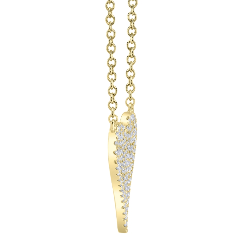 0.11Ct 14K Yellow Gold Diamond Pave Heart Necklace