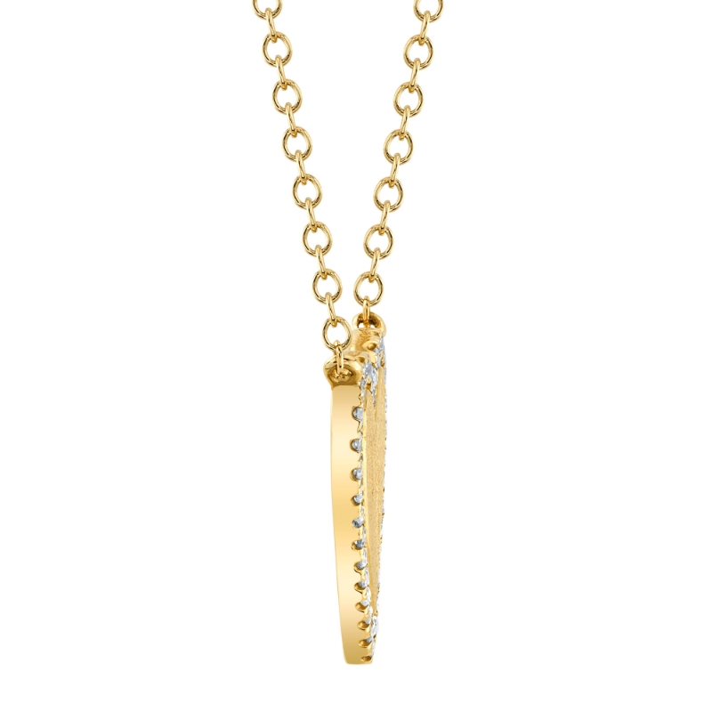0.09Ct 14K Yellow Gold Diamond Heart Matte Necklace