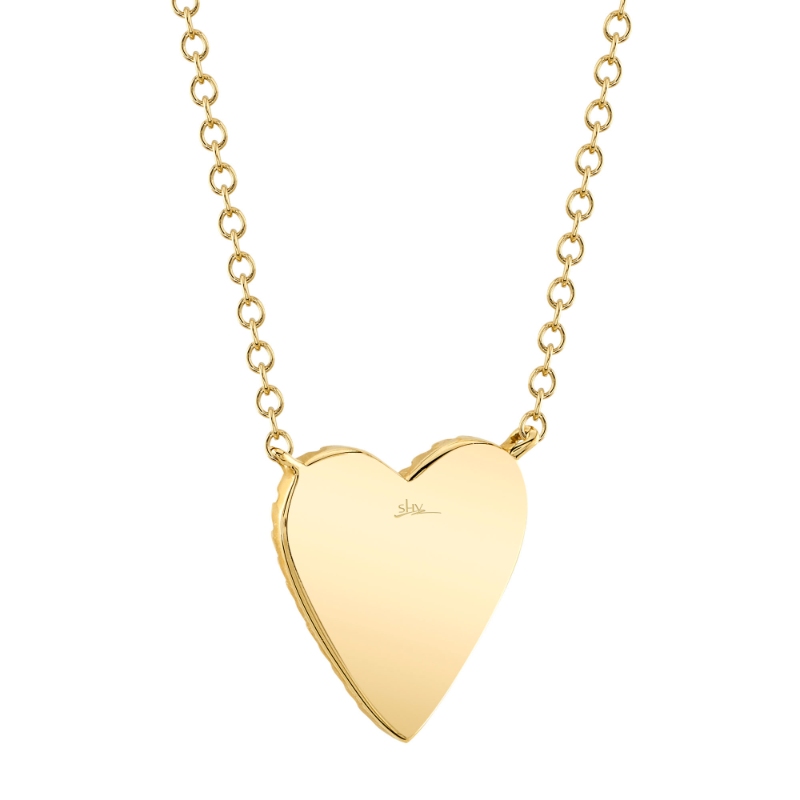 0.09Ct 14K Yellow Gold Diamond Heart Matte Necklace