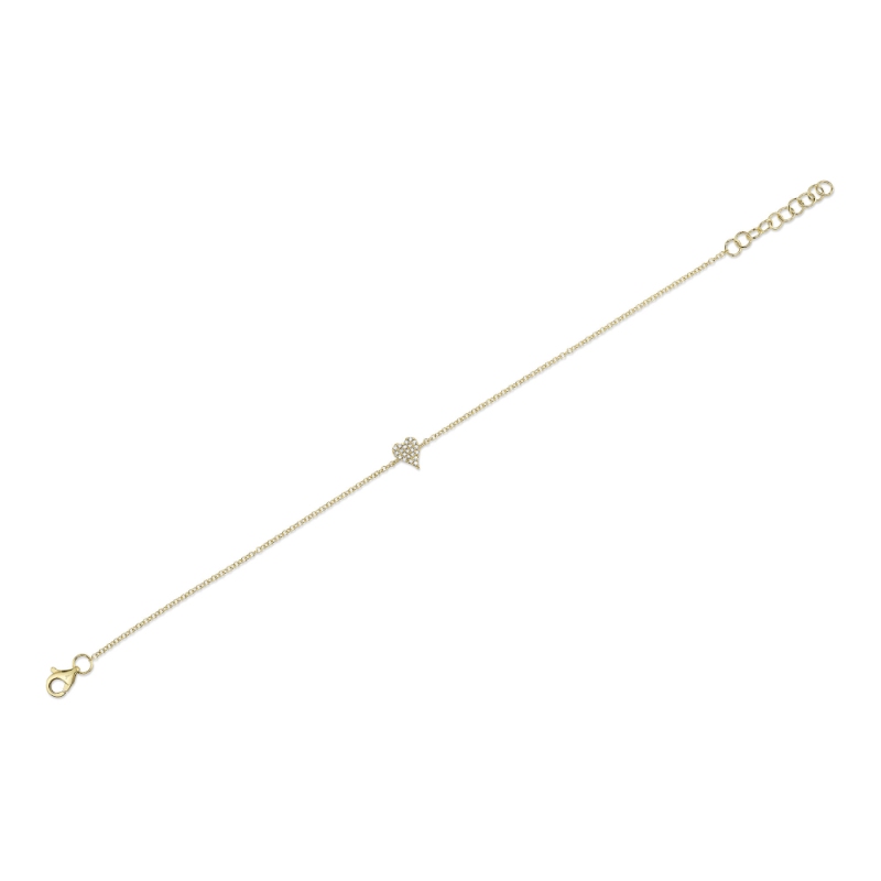 0.05Ct 14K Yellow Gold Diamond Pave Heart Bracelet