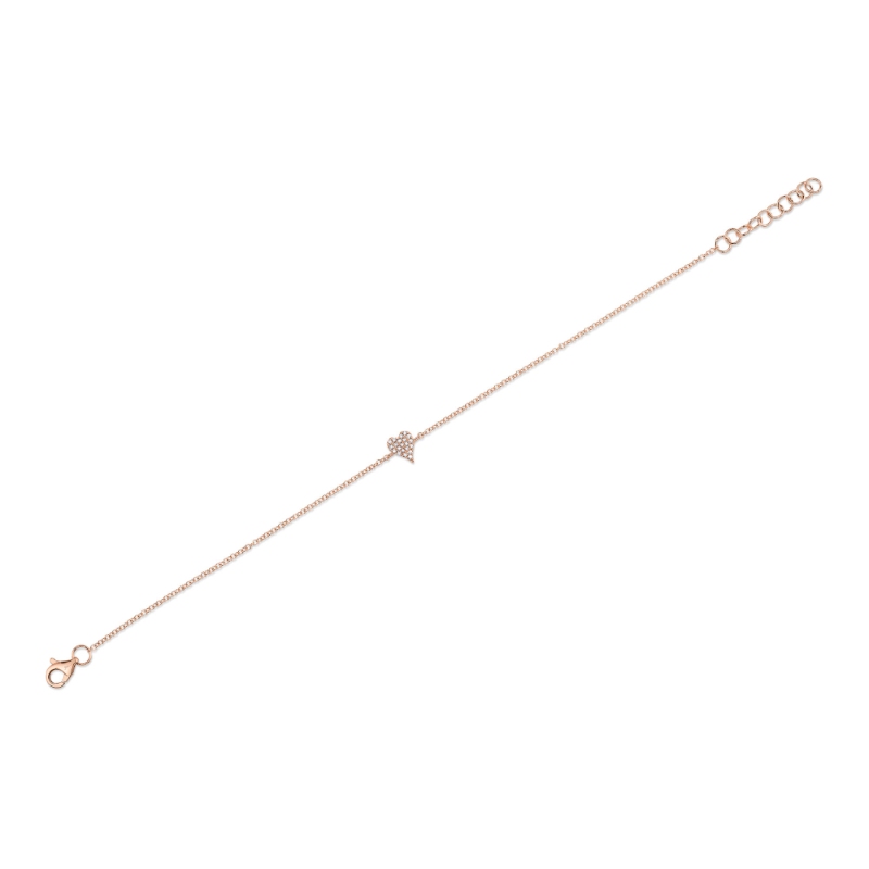0.05Ct 14K Rose Gold Diamond Pave Heart Bracelet