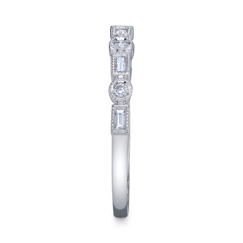 A 14K White Gold Band That Is Set With Diamonds Weighing .14 Carat. G/H, Vs-Si