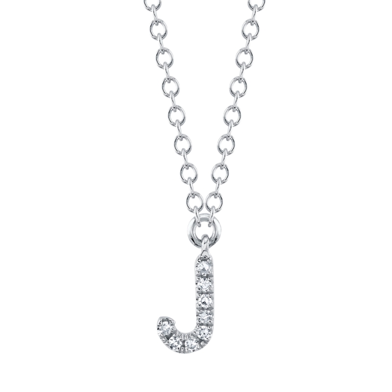 14k White Gold 0.04ctw Diamond Initial Necklace