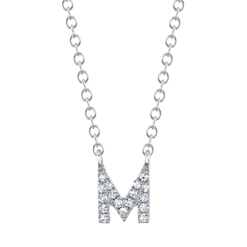 14k White Gold 0.04ctw Diamond Initial Necklace