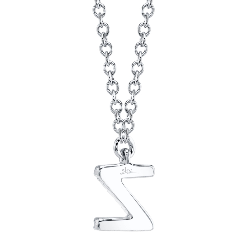 0.04Ct 14K White Gold Diamond Necklace - Initial Z