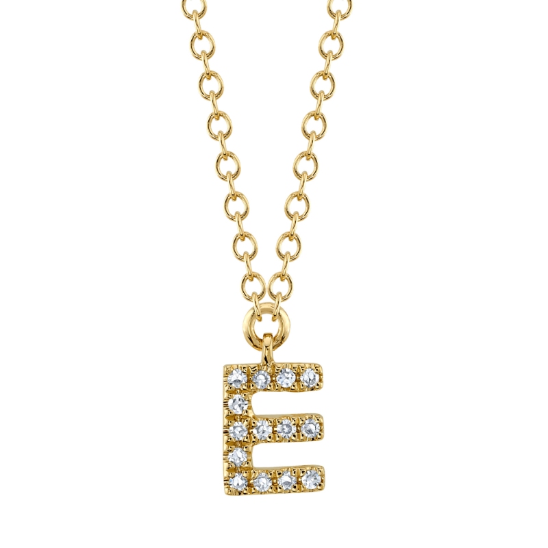 14K Yellow gold initial "E" pendant