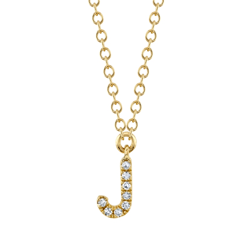 14K Yellow Gold Diamond Initial "J" Pendant