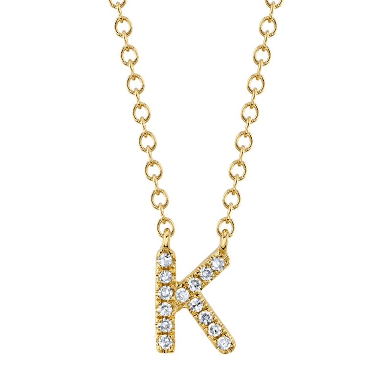 14K Yellow Gold Diamond Initial "K" Pendant