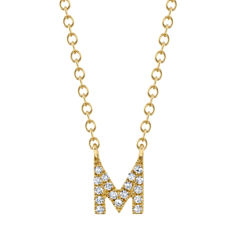 14K yellow gold initial "M" pendant