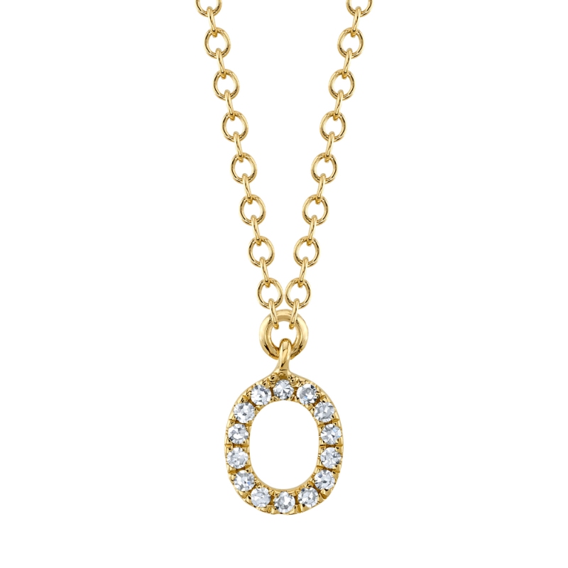 14K Yellow Gold Diamond Initial "O" Necklace