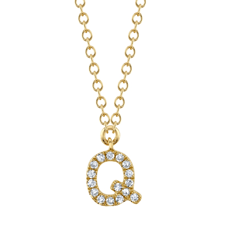 0.05Ct 14K Yellow Gold Diamond Necklace - Initial Q