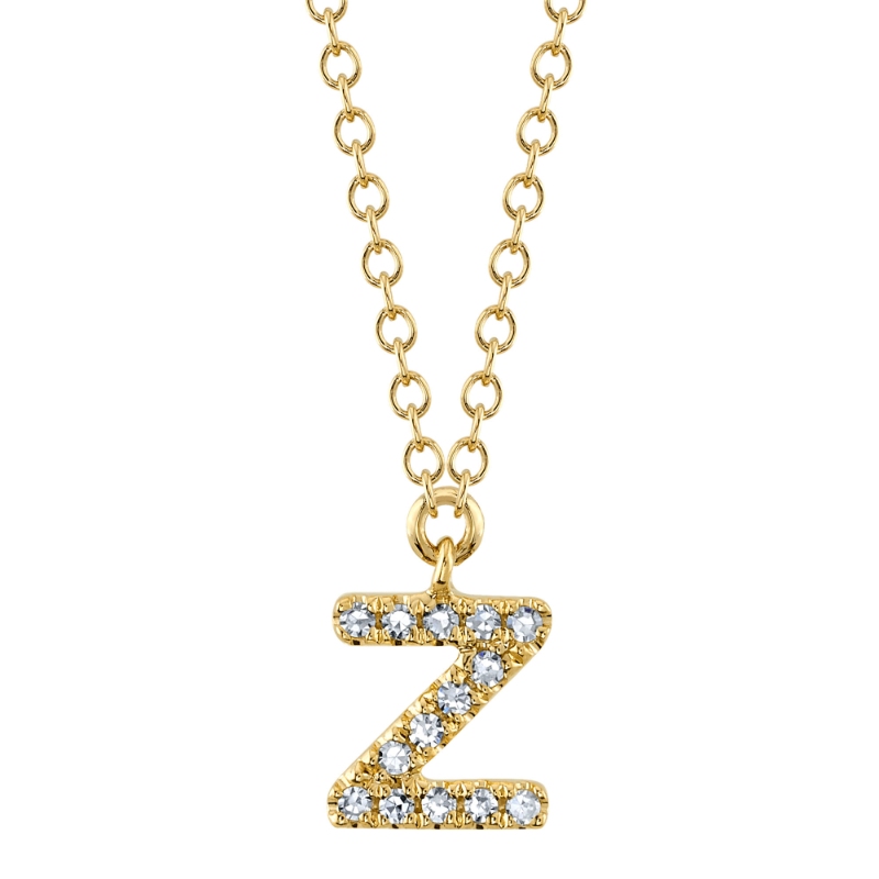 0.04Ct 14K Yellow Gold Diamond Necklace - Initial Z