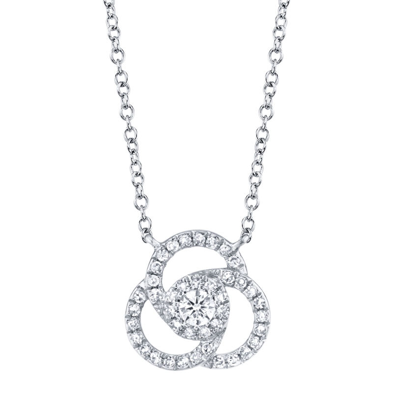 0.20Ct 14K White Gold Diamond Love Knot Necklace