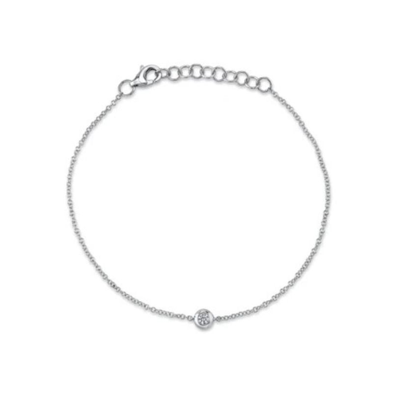 0.06Ct 14K White Gold Diamond Bezel Bracelet