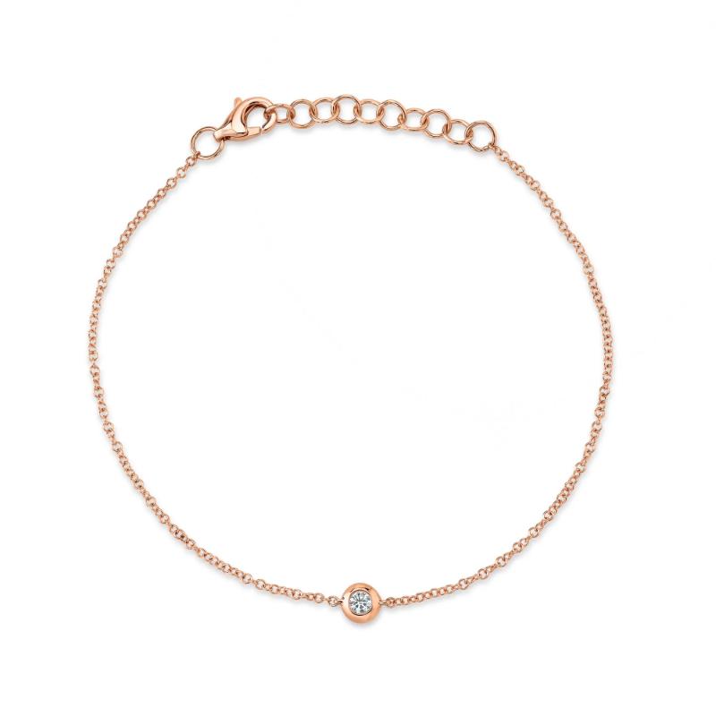 0.06Ct 14K Rose Gold Diamond Bezel Bracelet