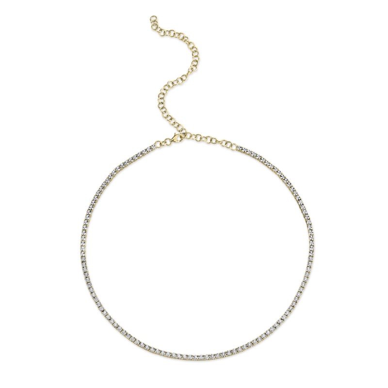 0.95Ct 14K Yellow Gold Diamond Tennis Necklace