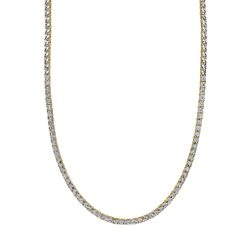 0.95Ct 14K Yellow Gold Diamond Tennis Necklace
