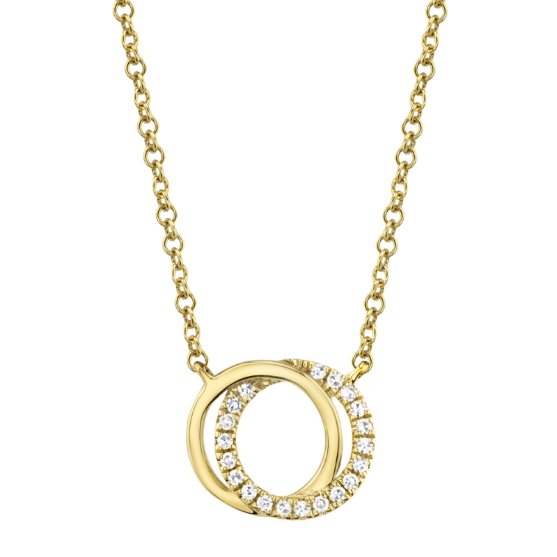 0.07ct 14k Yellow Gold Diamond Circle Necklace