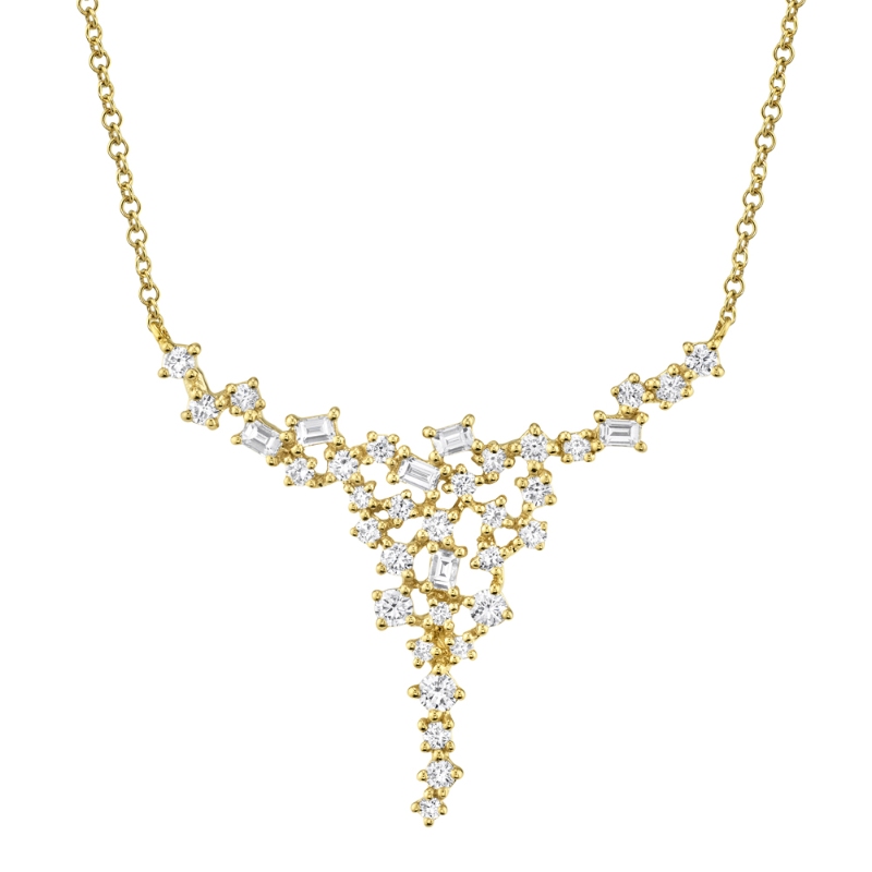 0.71Ct 14K Yellow Gold Diamond Baguette Necklace