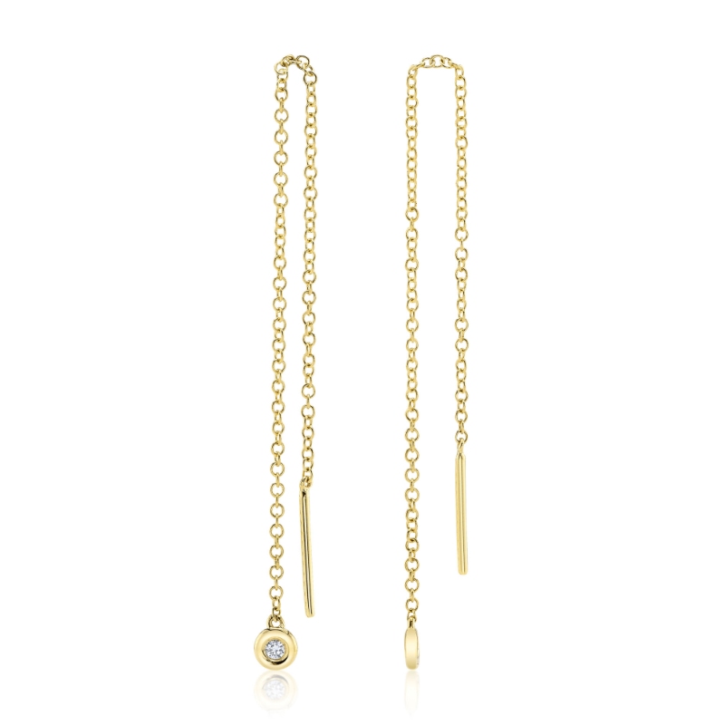 0.04Ct 14K Yellow Gold Diamond Threader Earring
