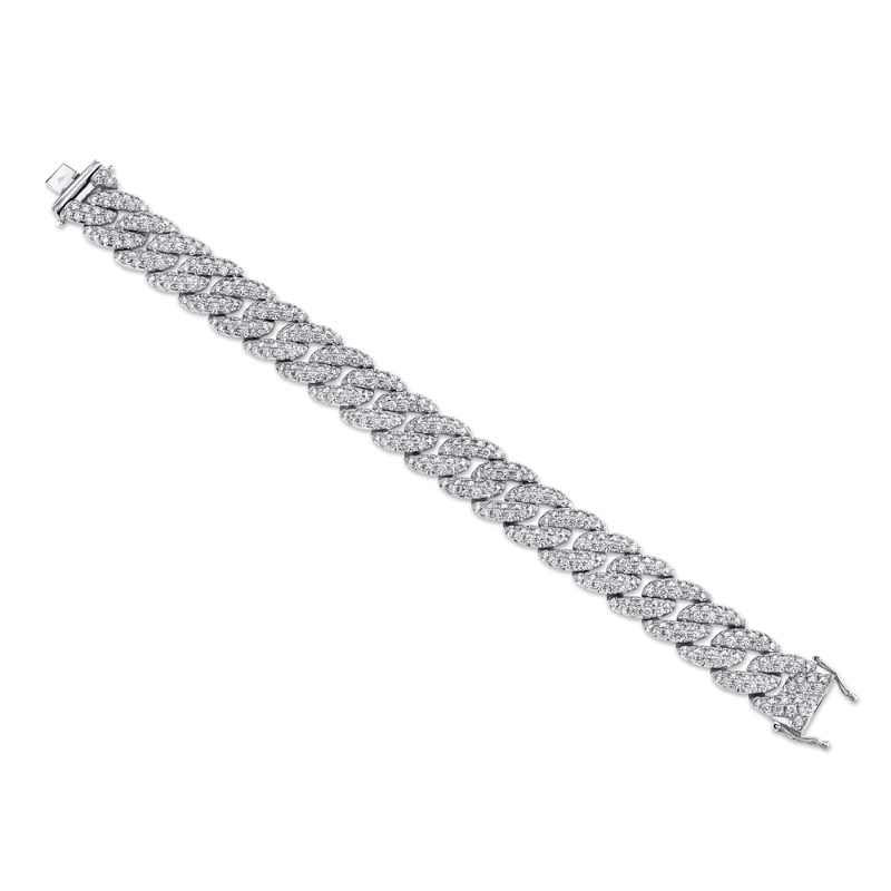 8.33Ct 14K White Gold Diamond Pave Link Bracelet