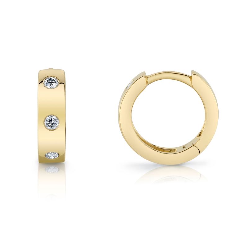 0.11Ct 14K Yellow Gold Diamond Mini Huggie Earring