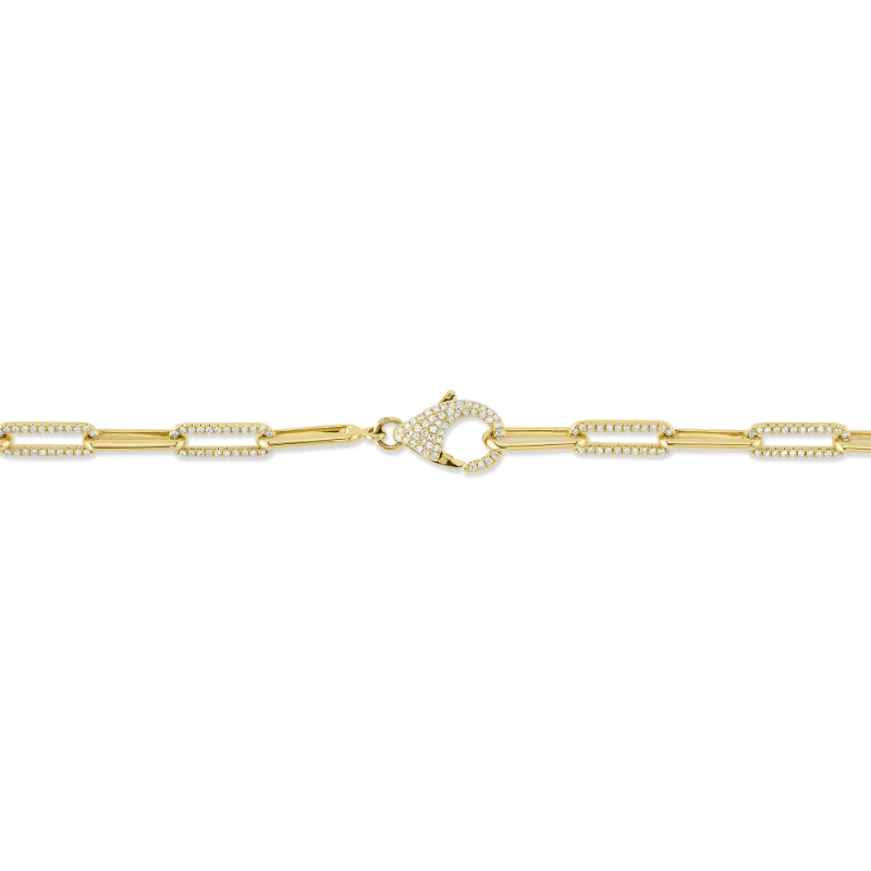 1.36Ct 14K Yellow Gold Diamond Paper Clip Link Necklace