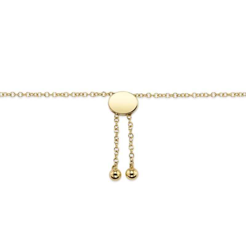 0.24Ct 14K Yellow Gold Diamond Paper Clip Link Bolo Bracelet