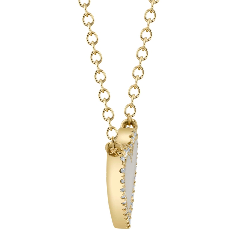 0.09Ct Diamond & 0.56Ct Mother Of Pearl 14K Yellow Gold Heart Necklace