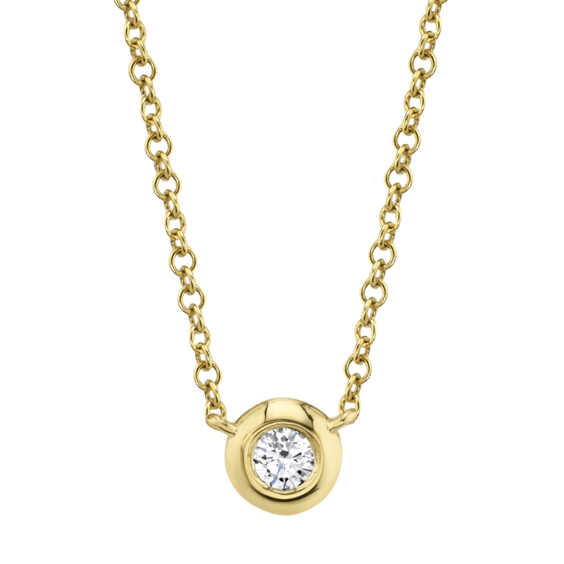 0.10Ct 14K Yellow Gold Diamond Bezel Necklace
