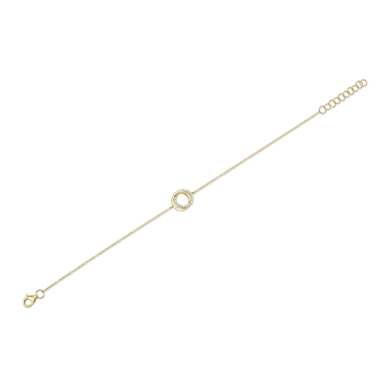 0.07Ct 14K Yellow Gold Diamond Love Knot Circle  Bracelet