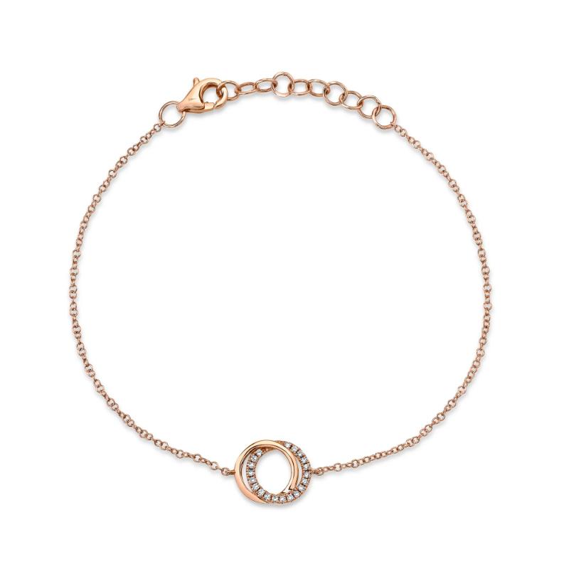 0.07Ct 14K Rose Gold Diamond Love Knot Circle  Bracelet