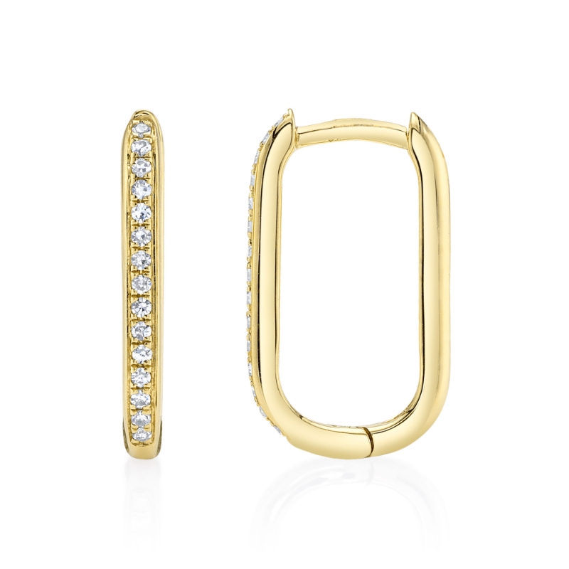 0.08Ct 14K Yellow Gold Diamond Oval Hoop Earring