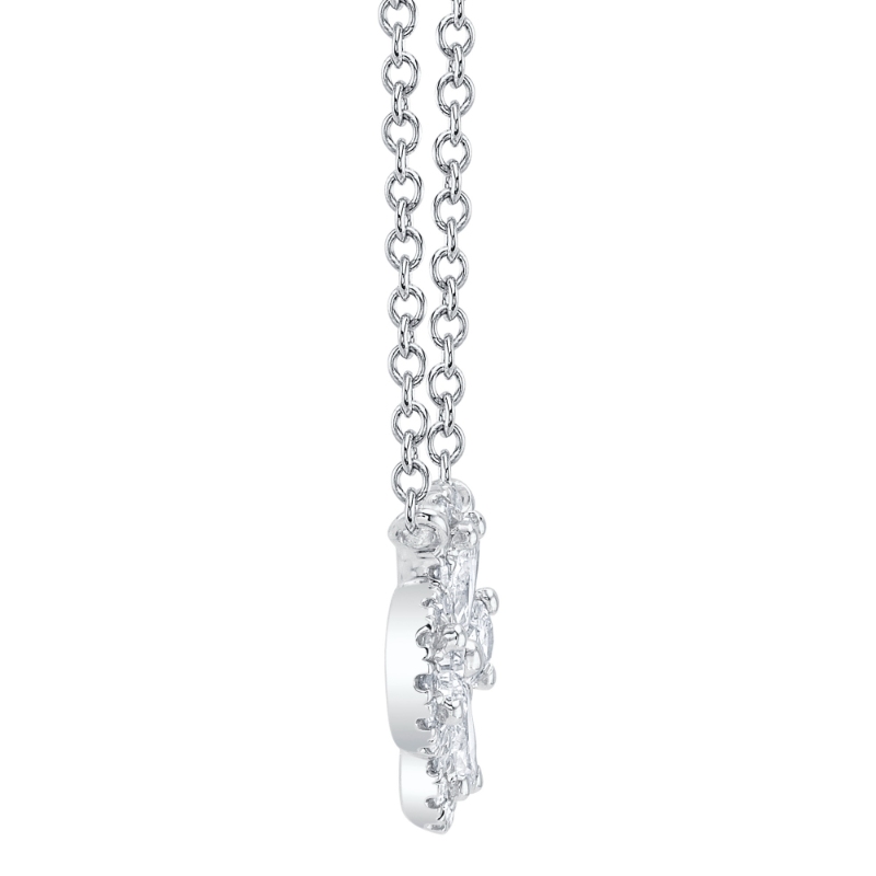 0.41Ct 14K White Gold Diamond Pear Clover Necklace